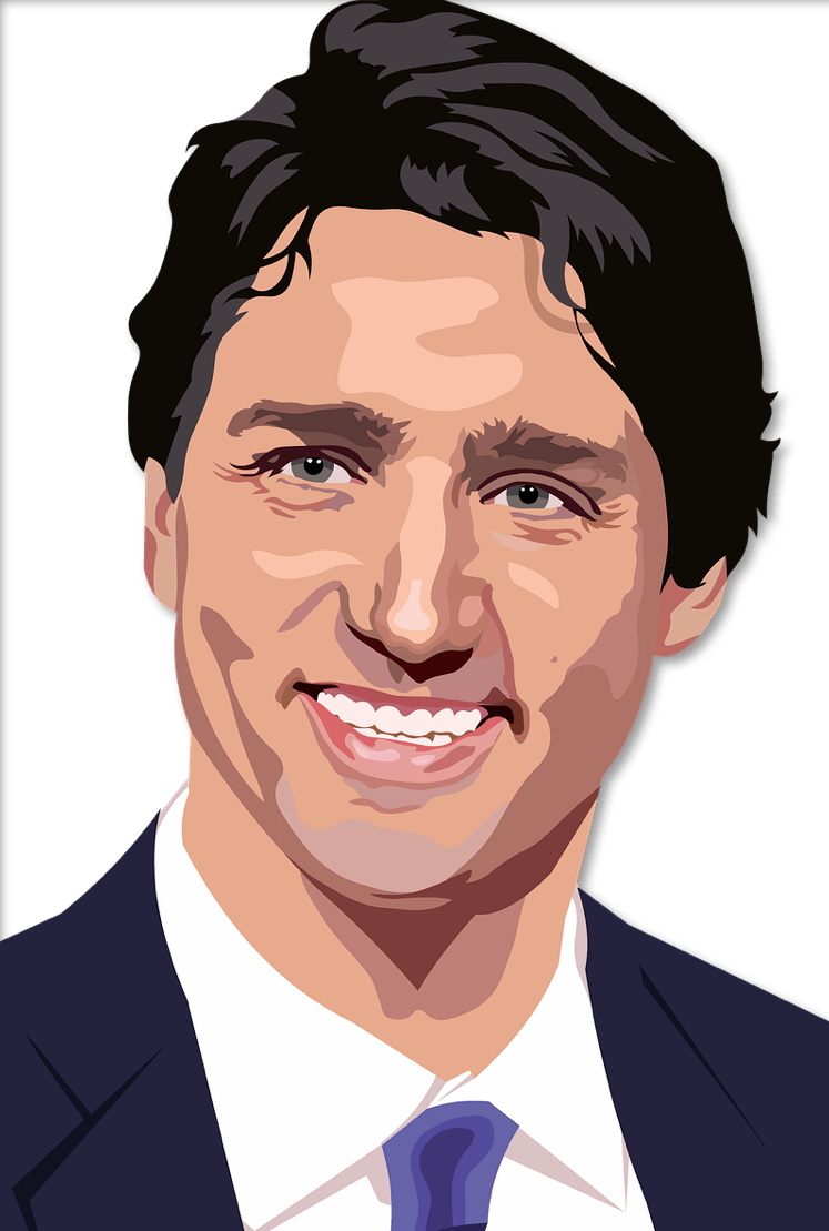 Trudeau And The Liberals - Justin Trudeau Cartoon Face (747x1109), Png Download