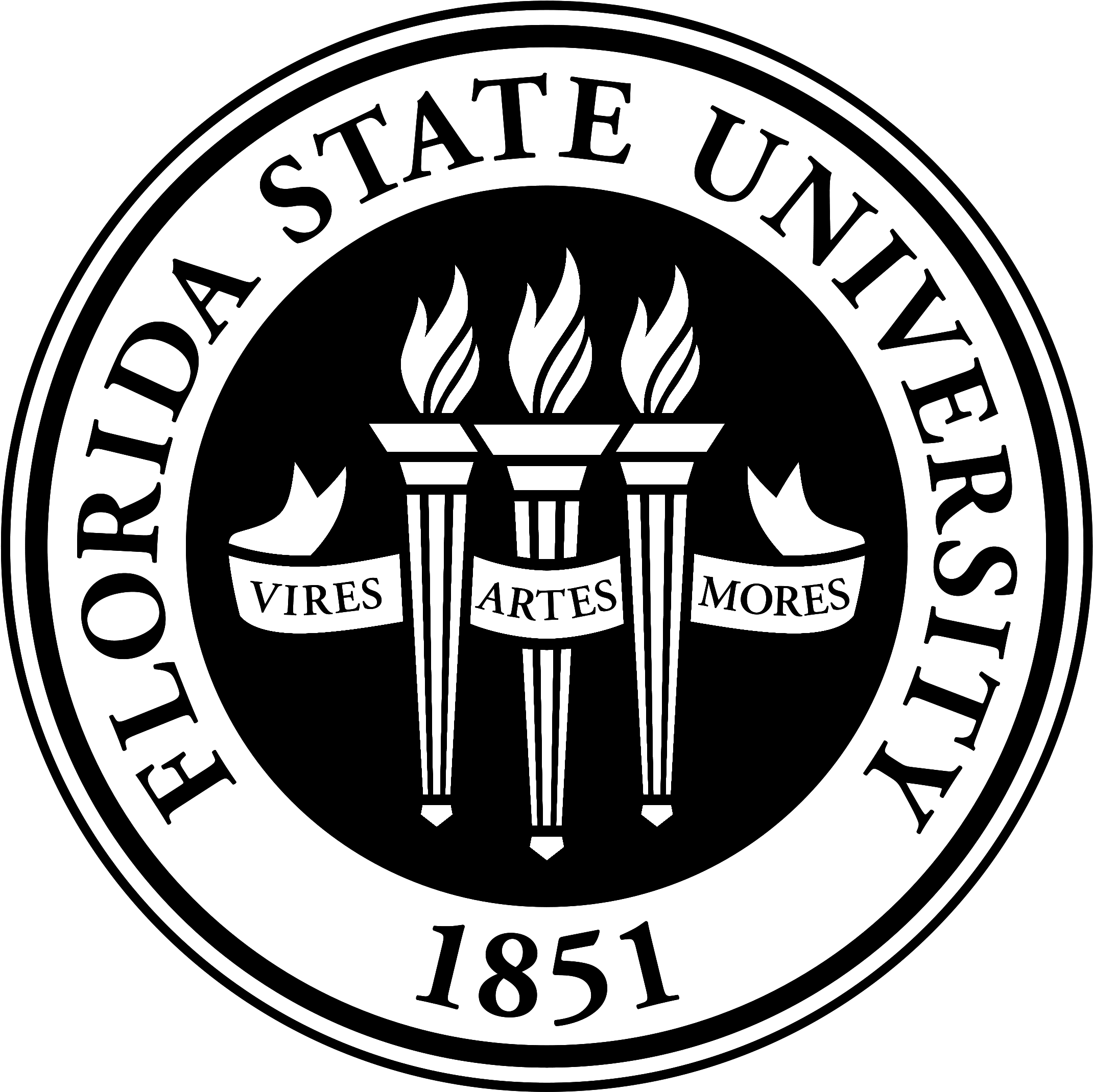 Florida State University Logo Black And White - Florida State University Logo White (2400x2400), Png Download