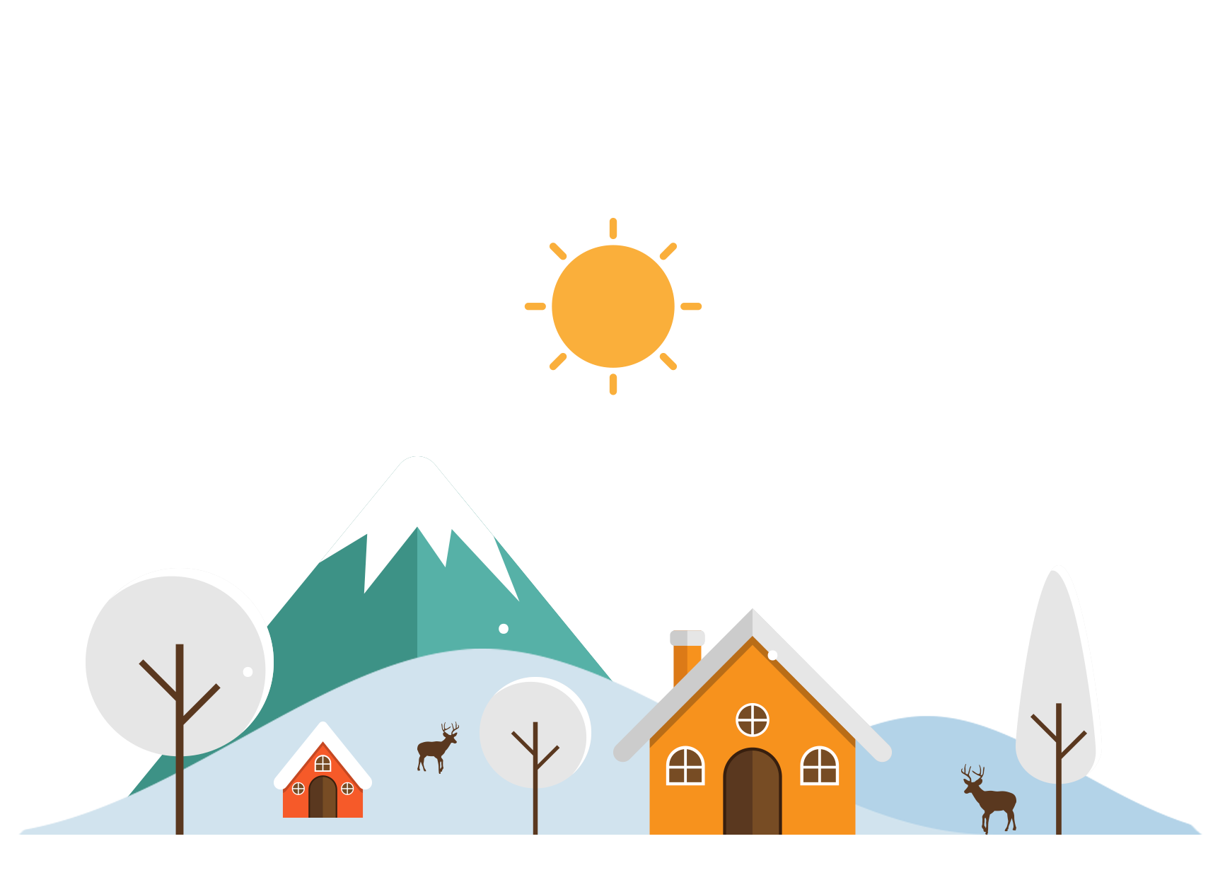 Winter Snow Trees Houses Png And Psd - Illustration (2000x2000), Png Download