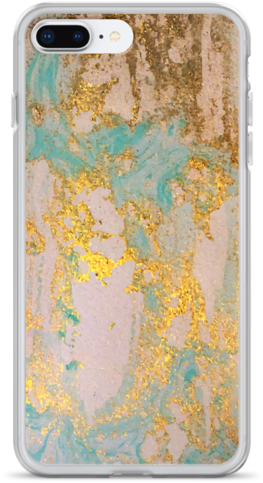 Aqua Gold Liquid Swirl Iphone Case - Mobile Phone Case (600x600), Png Download