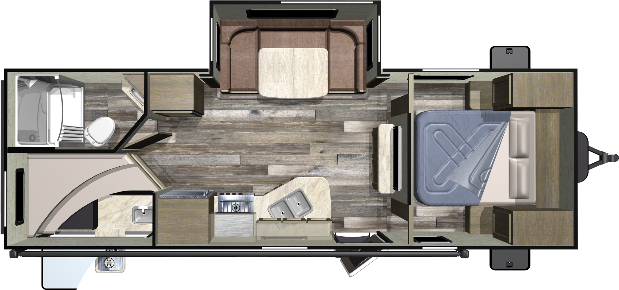 New 2019 Starcraft Launch Outfitter 24odk - 2019 Travel Trailer Floorplans (2122x1008), Png Download