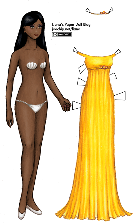 Click For Larger Version Without Gown - Black Paper Doll (462x738), Png Download