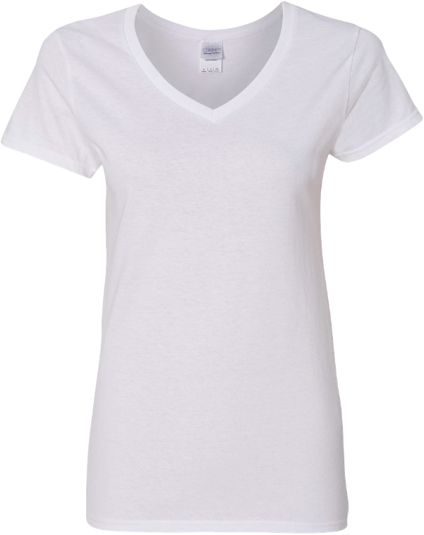Ladies V L Neck T Shirt Short - Womens White T Shirt Template (800x801), Png Download