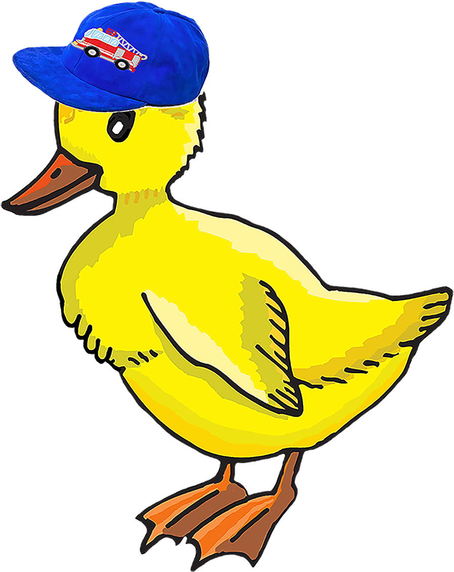 A Drawing Of A Duckling With A Fire Truck On Its Blue - Cute Duck Coloring Page (900x1200), Png Download