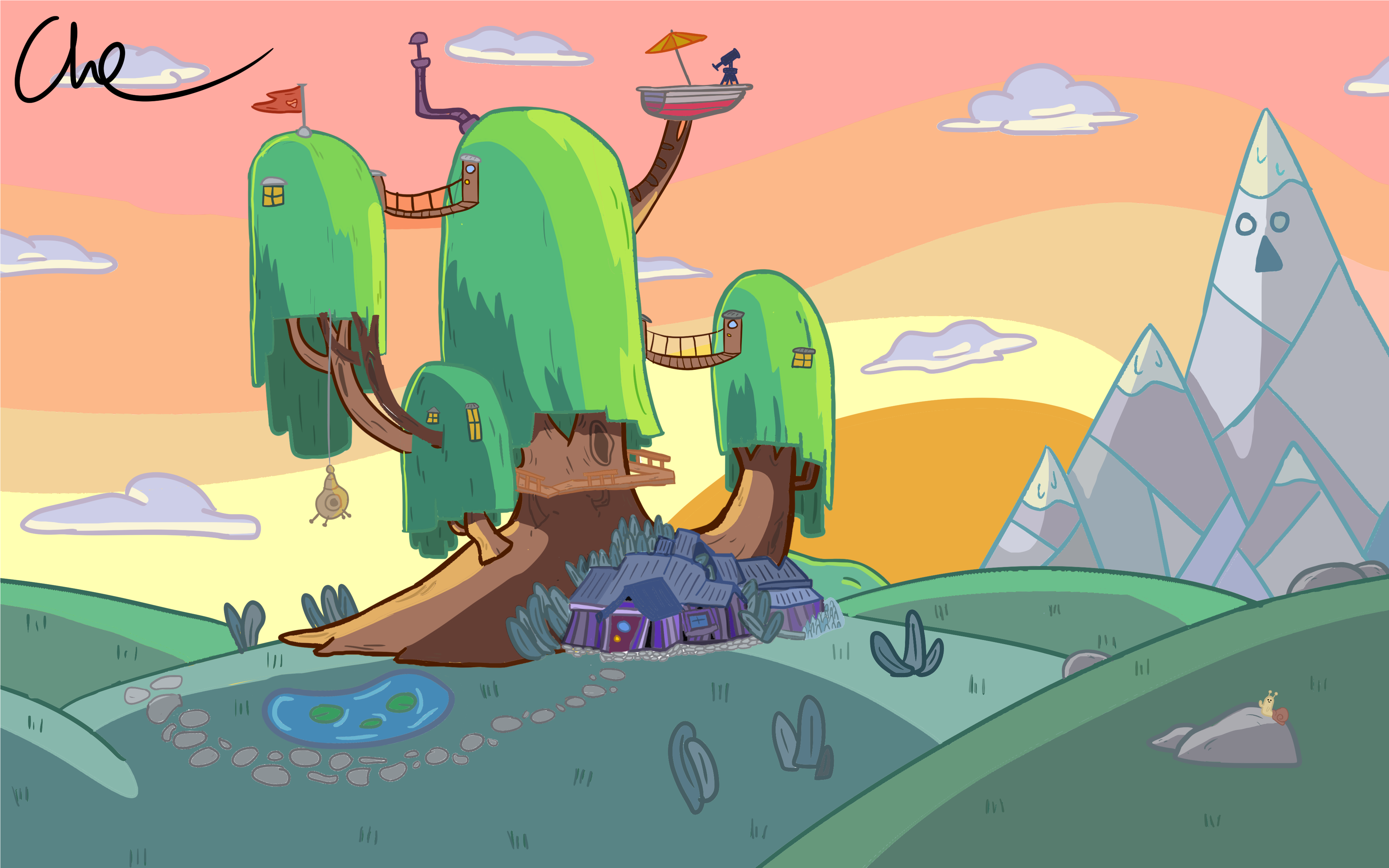 Hello Everybody, Made A Painting Of The Adventure Time - Illustration (4000x4000), Png Download