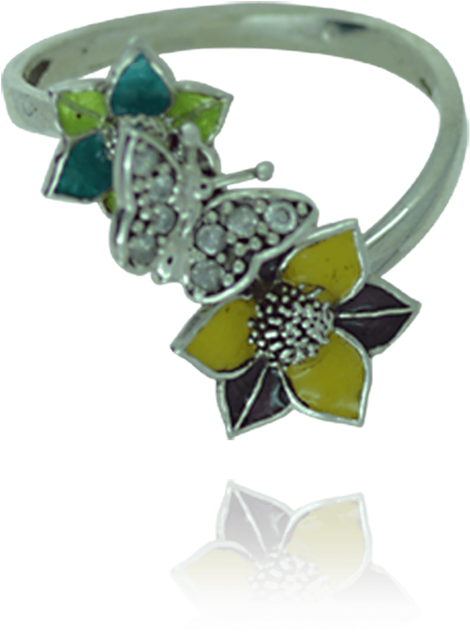 Star Flower And Butterfly Ring - Floral Design (1024x1024), Png Download