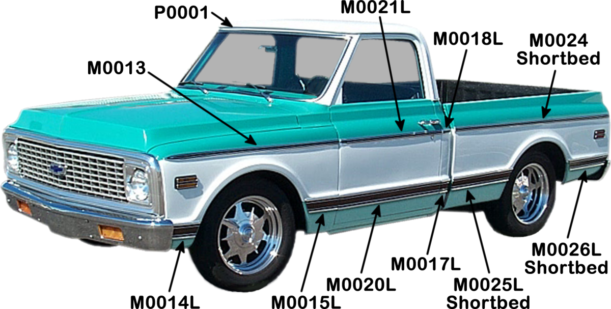 67-72 Trim Chevrolet, Chevy - Pickup Truck (1200x607), Png Download