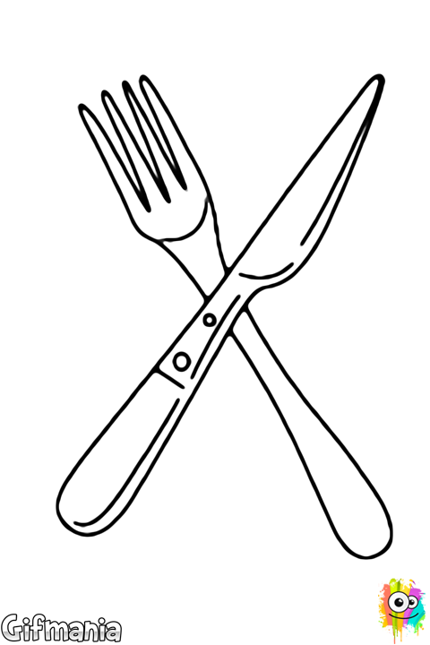 Cuchillo Y Tenedor - Dibujos De Cuchillos Y Tenedores Para Colorear (480x720), Png Download