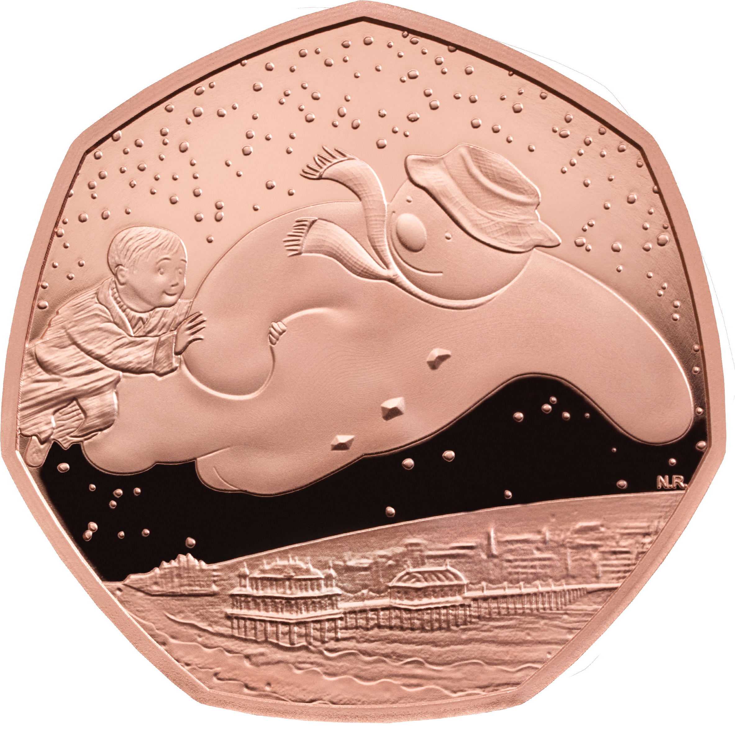 40th Anniversary Of The Snowman 2018 Uk 50p Gold Coin - Royal Mint Snowman Coin (2400x2400), Png Download