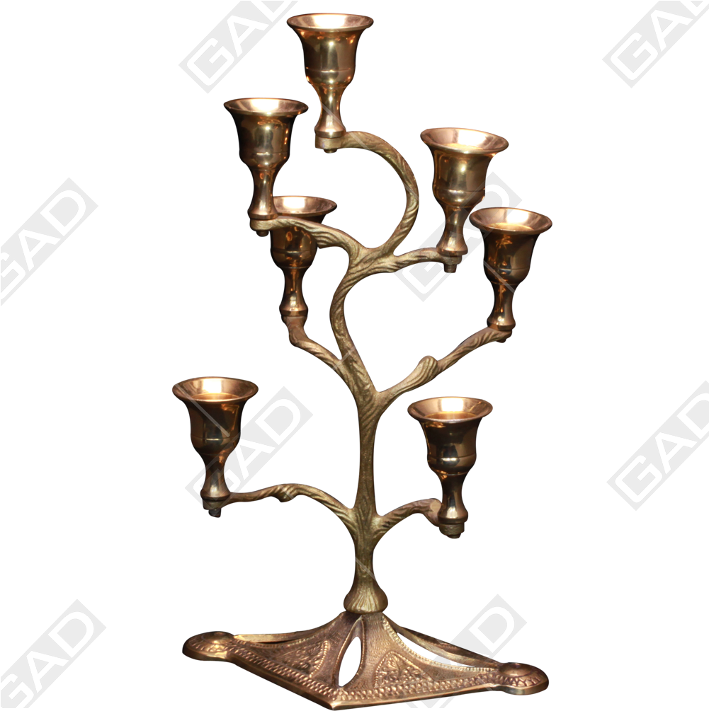 Candle Stand 7 Lights Tree Gold Polished - Brass (1020x1020), Png Download