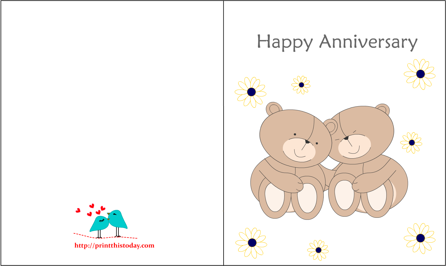 Free Collection Of 40 Cute Printable Anniversary Cards - Anniversary Card Printable (1650x1275), Png Download