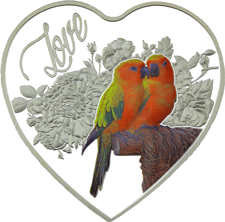 2018 Love Birds Heart Shaped Silver Tokelau Coins - Love Birds With Heart (728x709), Png Download