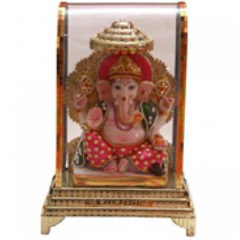 Gold Plated Ganesh Ji Polystone Figures - Statue (650x489), Png Download