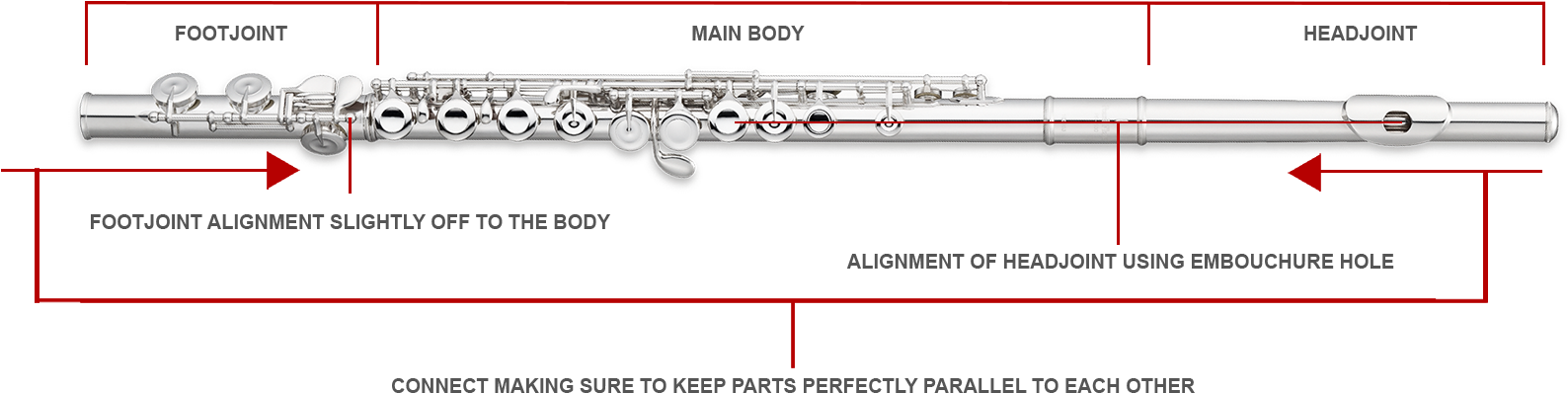 How To Put Your Flute Together - Flute (1600x445), Png Download