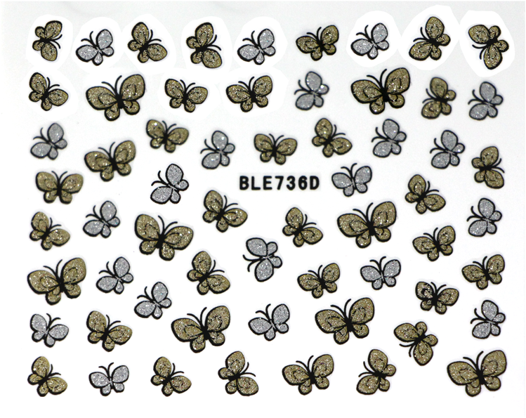 3d Nail Sticker Butterfly - Nail (800x800), Png Download
