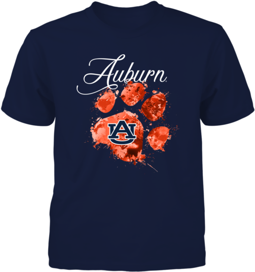 Auburn Tigers Color Drop Paw Shirt - Ole Miss Baby Shark (600x600), Png Download