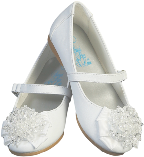 White Dress Shoes W Crystal Beads & Strap Baby Girls - Sandal (600x600), Png Download