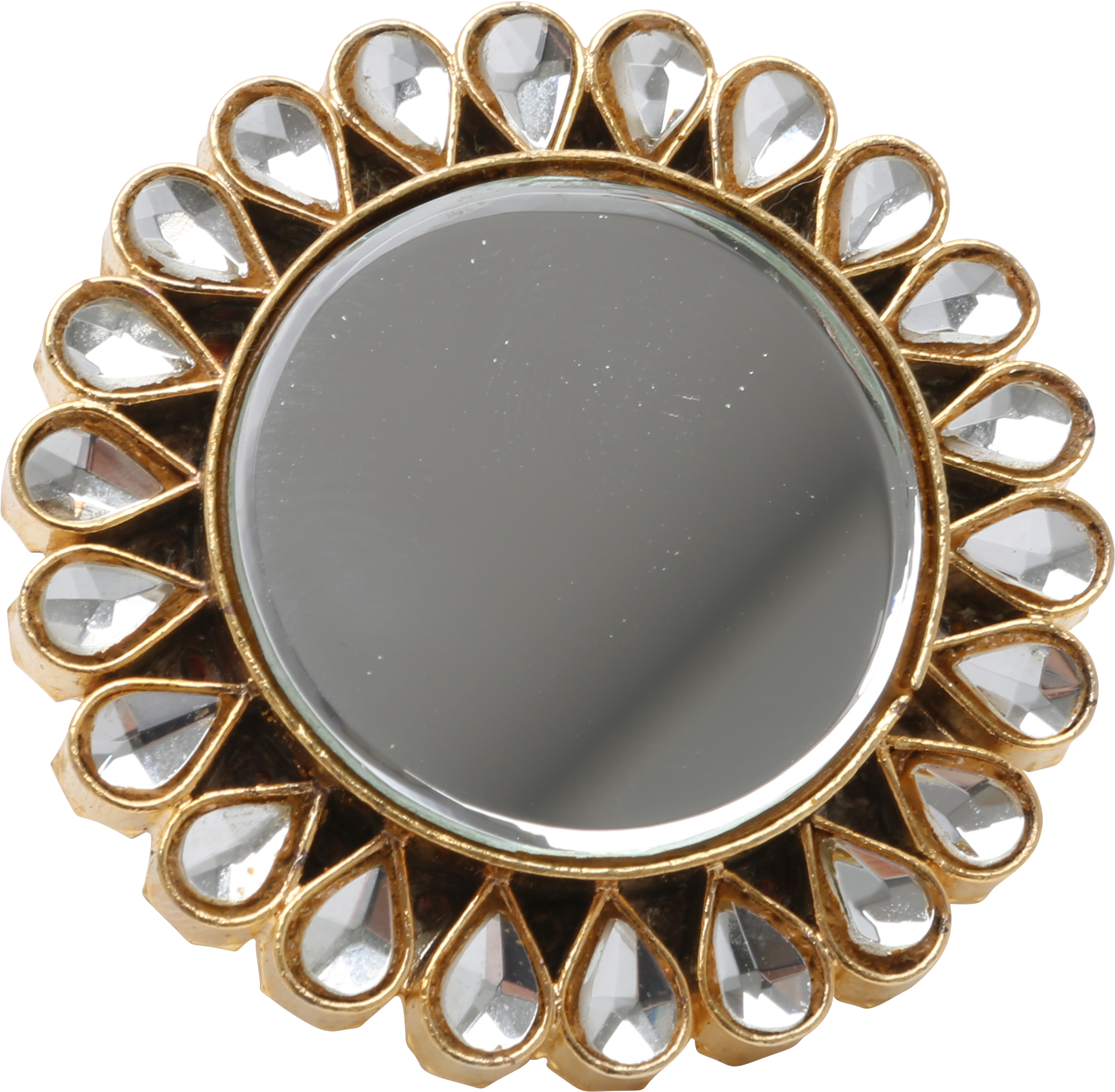 Kundan Mirror Ring - Crystal (3124x3103), Png Download