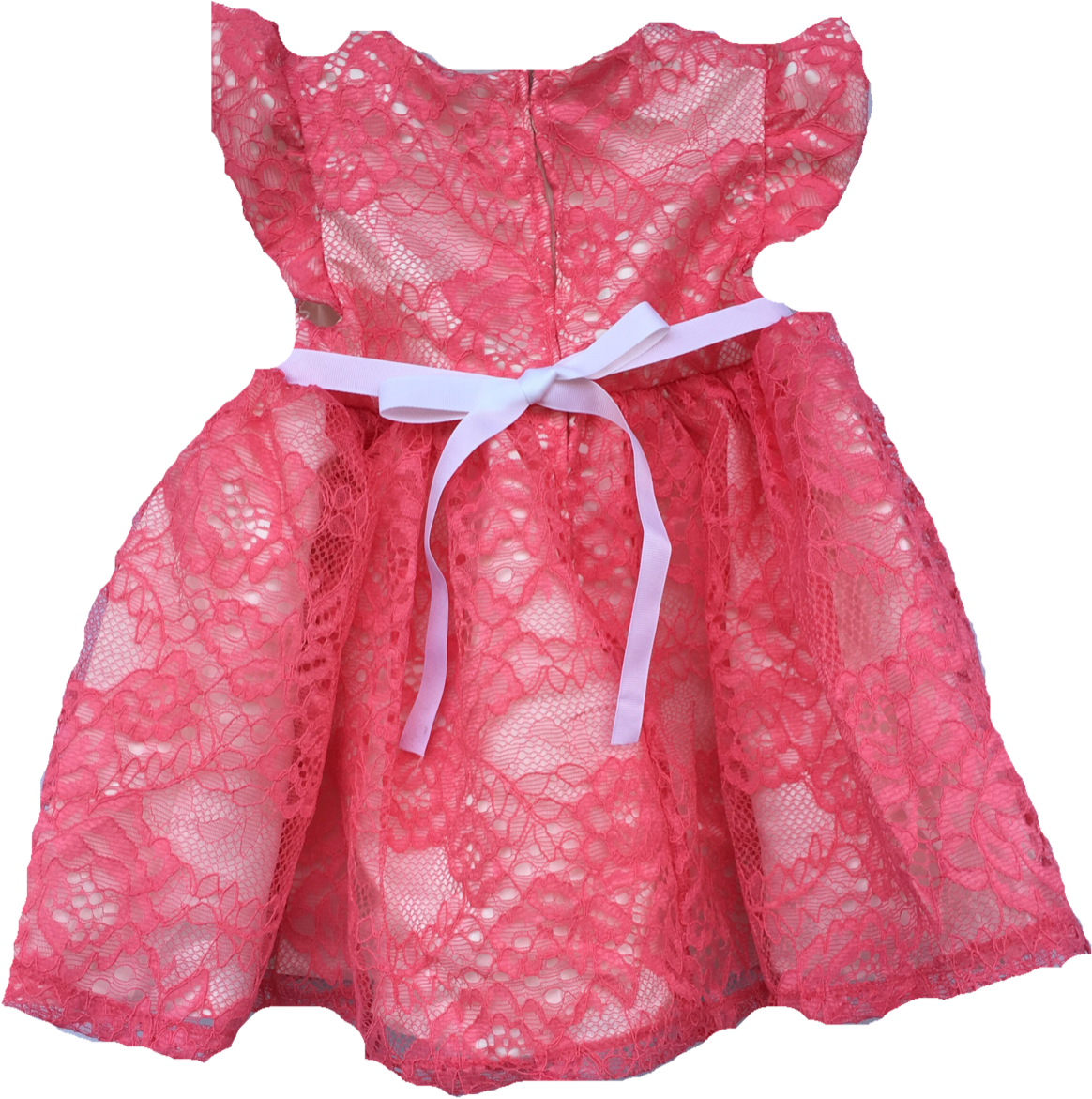 Lovely Lace Coral Baby Dress - Lace (1270x1280), Png Download