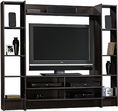Four-shelf Casual Entertainment Wall System In Cinnamon - Divider Cabinet For Tv (400x400), Png Download