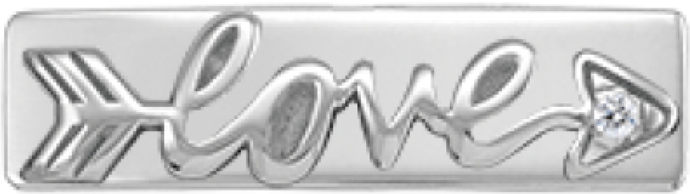 Link With Love Writing In Sterling Silver And Zirconia - Calligraphy (2048x2048), Png Download
