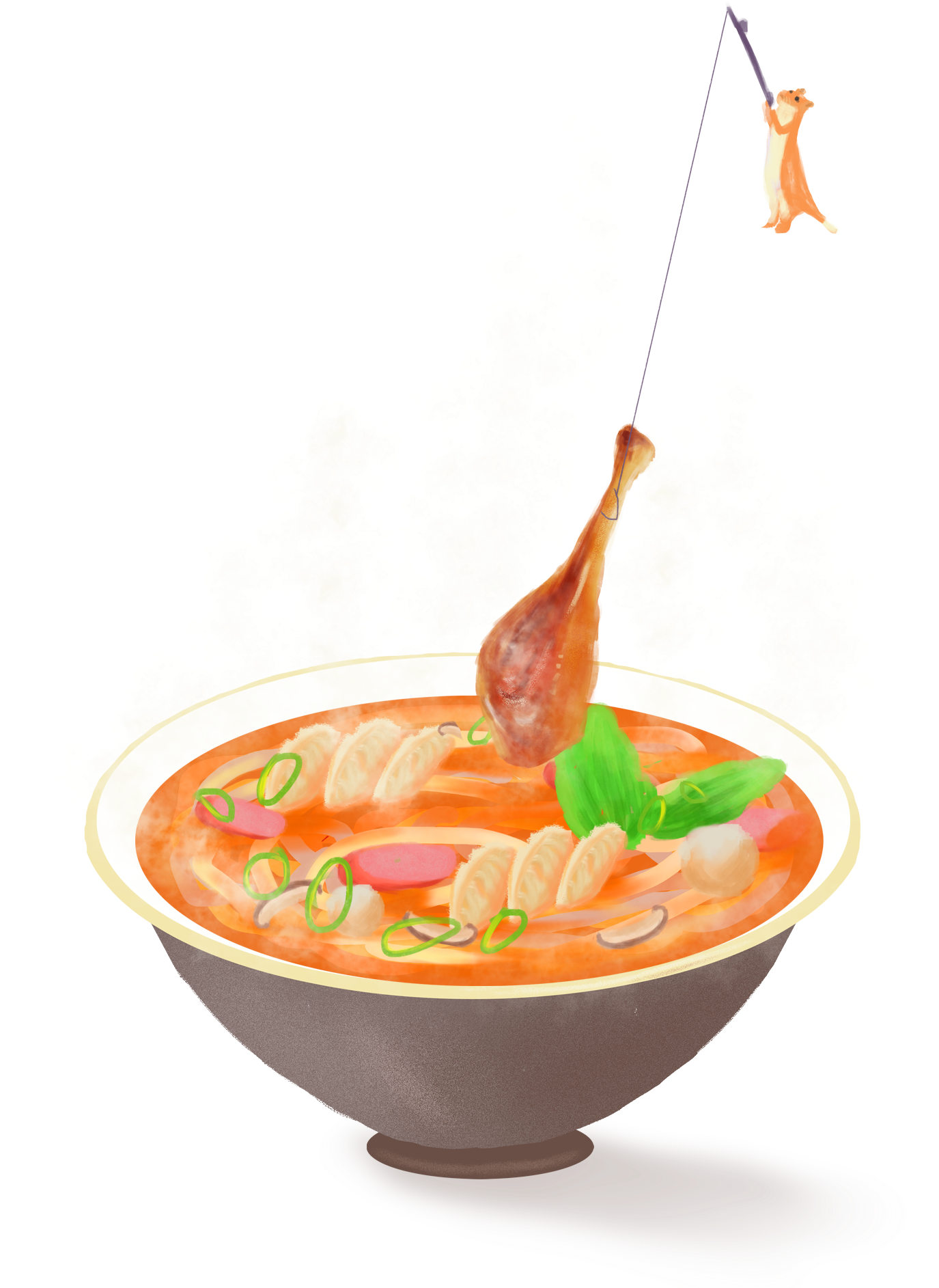 Cartoon Hand Drawn Food Face Png And Psd - Hot And Sour Soup (2000x2000), Png Download