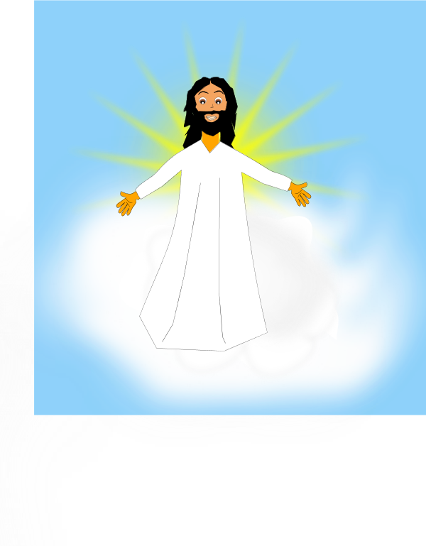 Png Black And White Download Collection Of High Quality - Jesus In Clouds Cartoon (600x769), Png Download