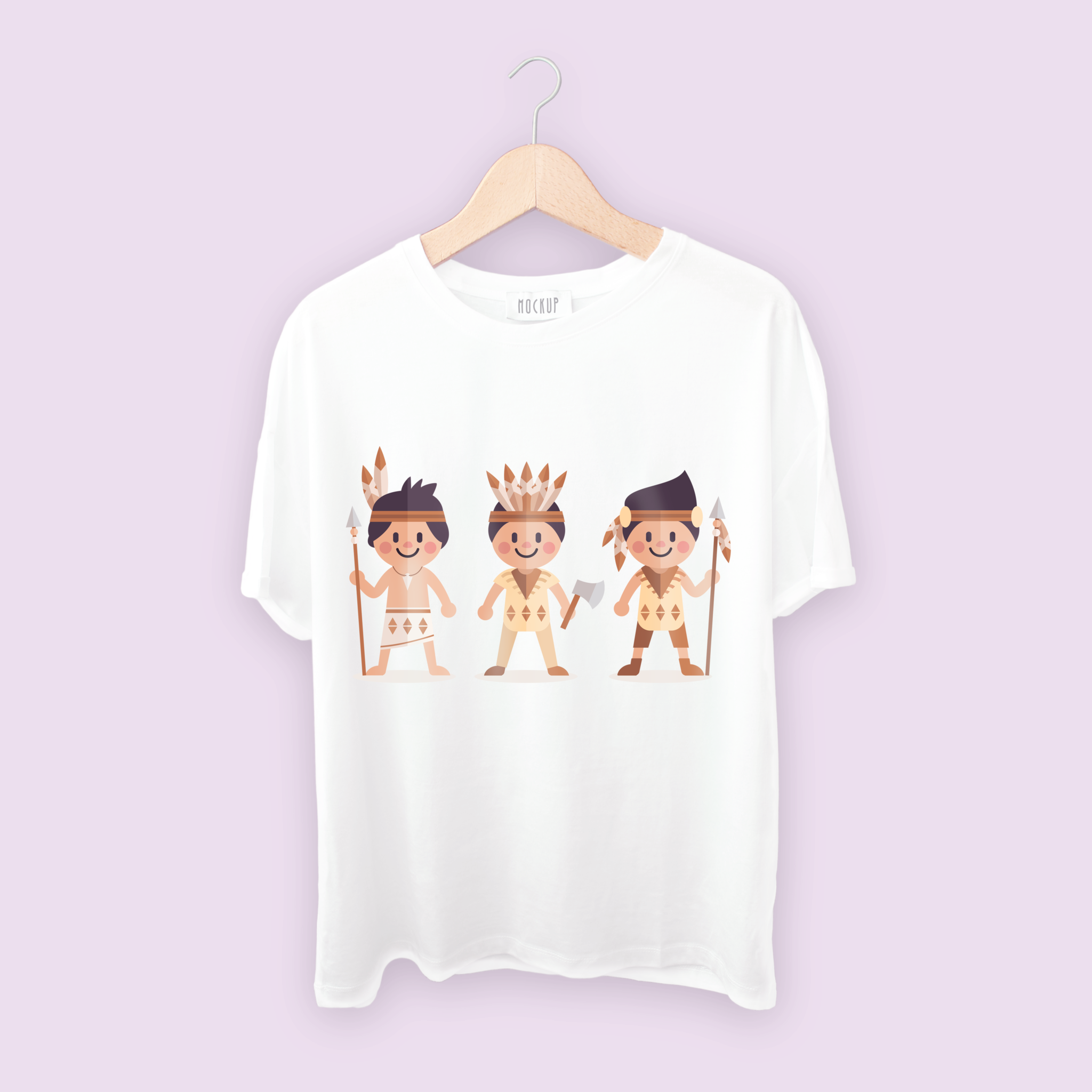 T Shirt Front Flat American Indians In Cartoon - Dibujos De Indigenas A Color (2048x2048), Png Download