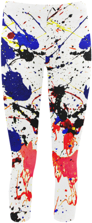 Blue & Red Paint Splatter Capri Legging - Leggings (1000x1000), Png Download