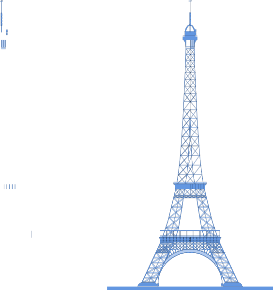 La Tour Eiffel - Eiffel Tower Vector Blue (564x599), Png Download