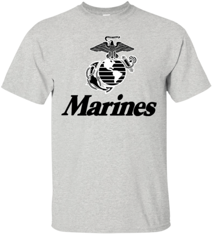 Marine Logo Ultra Cotton Shirt - Black And White Marine Corps (480x480), Png Download