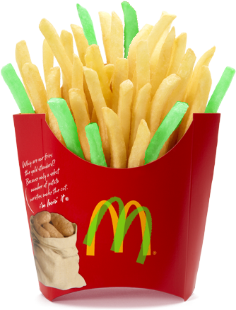 Mcdonald's Green And Yellow Fries - Mcdonalds French Fries (443x506), Png Download