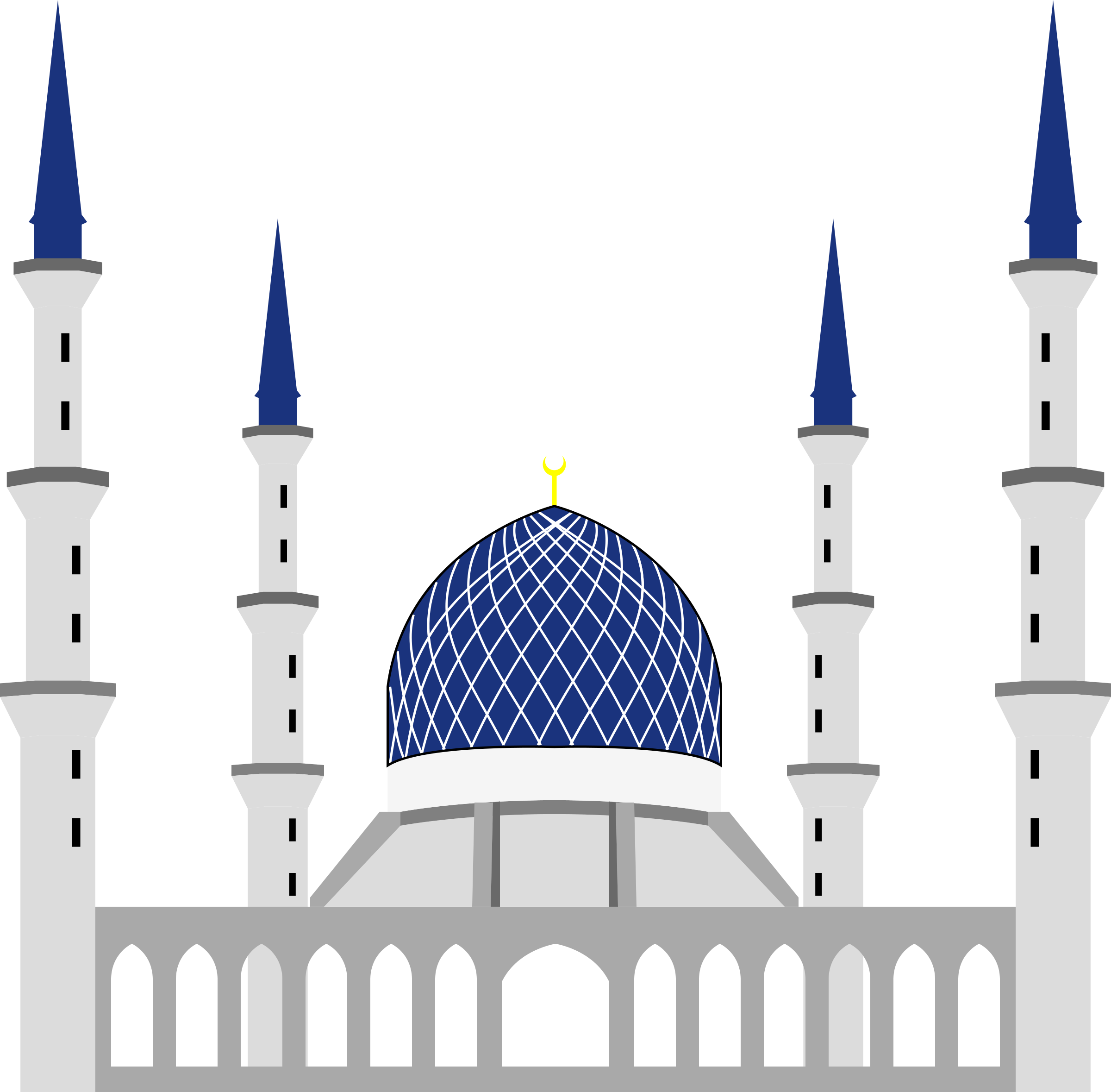 Image Black And White Download Clipart Sultan Salahuddin - Masjid Png Vector (2400x2358), Png Download