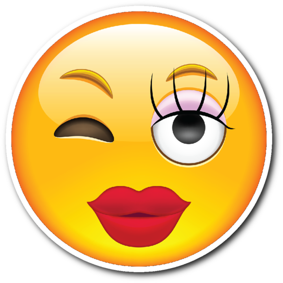 Girly Smiley Face Emoji Vinyl Die Cut Sticker - Girly Emoji (600x600), Png Download