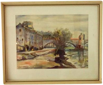 S French Artist Painting Chairish - Watercolor Painting (437x361), Png Download