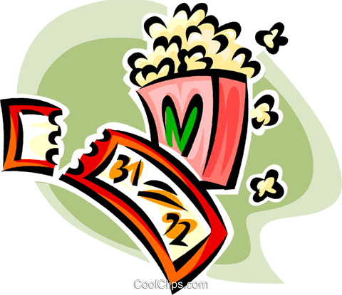 Movie Ticket And Popcorn Royalty Free Vector Clip Art - Билеті В Кино Png (480x415), Png Download
