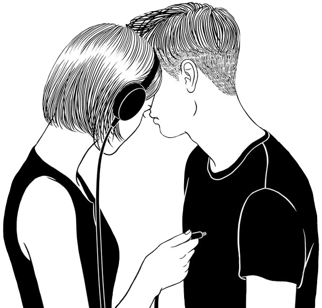 Outline Tumblr Couple Pareja Love Amor Remixlt Art - Henn Kim Love Song (663x634), Png Download