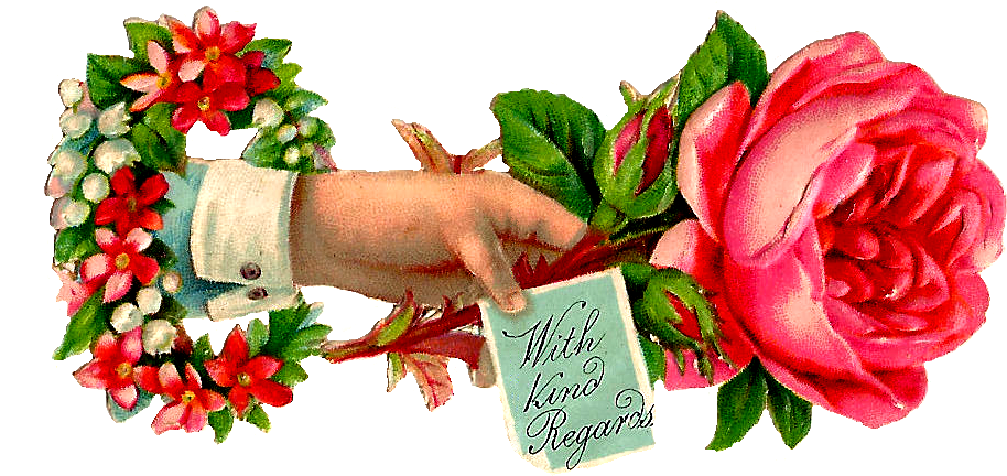 Pink Rose Clipart Vintage Hand - Thank You Flowers Hand (1099x601), Png Download