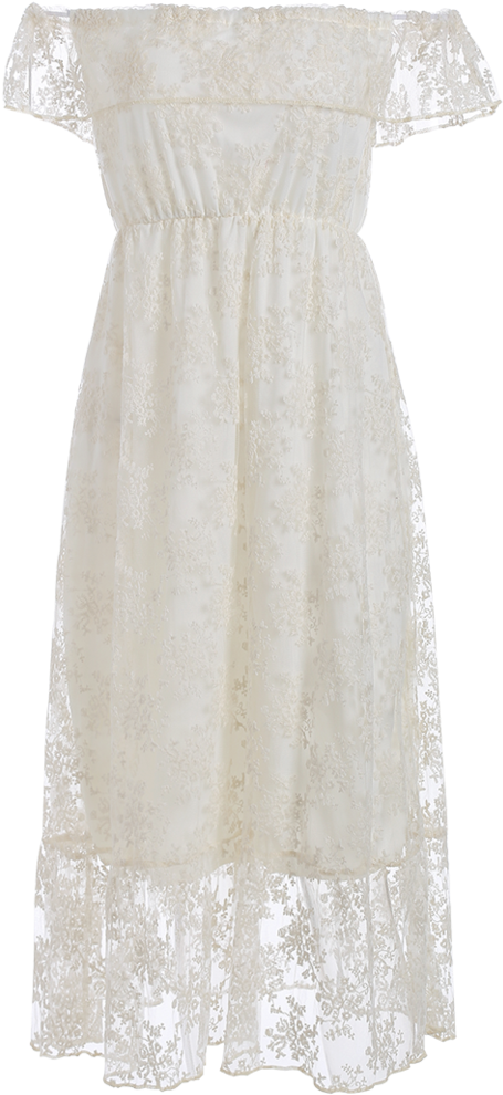 White Off Shoulder Ruffle Lace Wedding Dress Cheap - Cocktail Dress (770x1024), Png Download