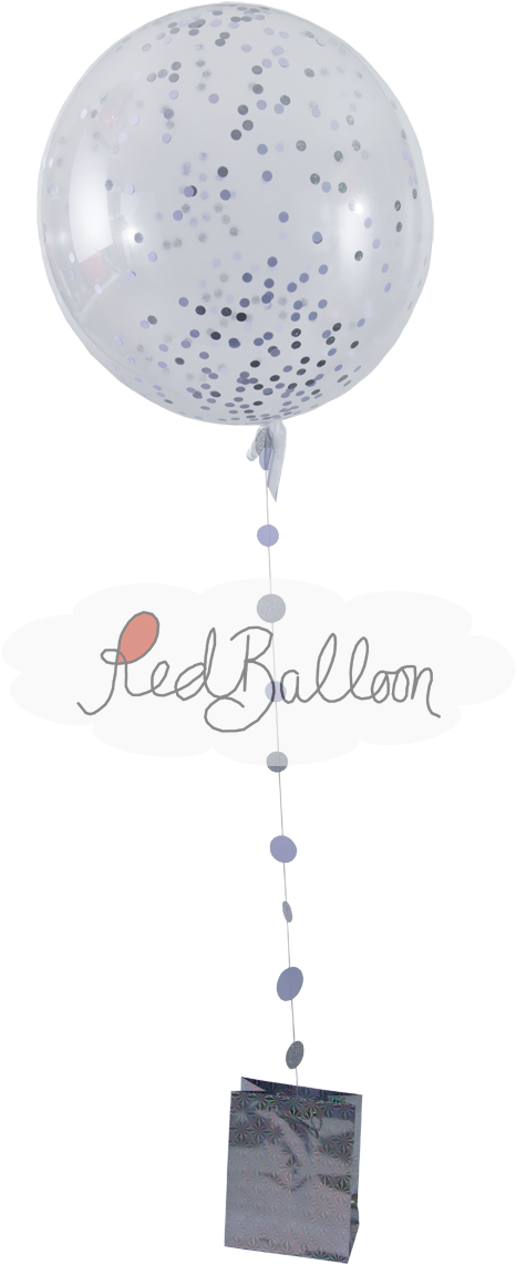 Silver Confetti Balloon Red Balloon Cork - Balloon (1000x1196), Png Download