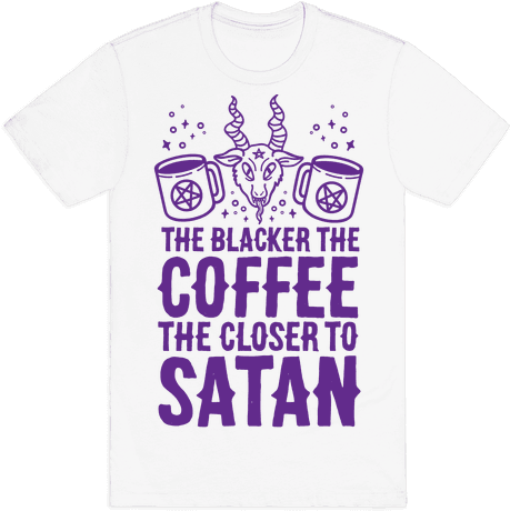 The Blacker The Coffee, The Closer To Satan Mens T-shirt - Coffee Cats And Yarn Hoodie Coffeemorningmugdrinking (484x484), Png Download