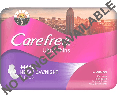 Ultra Thins Heavy Day Nights Not Available - Carefree Ultra Thins Pads Heavy Day/night (382x440), Png Download
