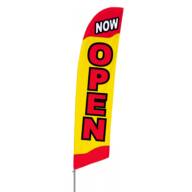 Bowflag Stock Design Now Open Flag Banner - Now Open Feather Flag Png (385x385), Png Download