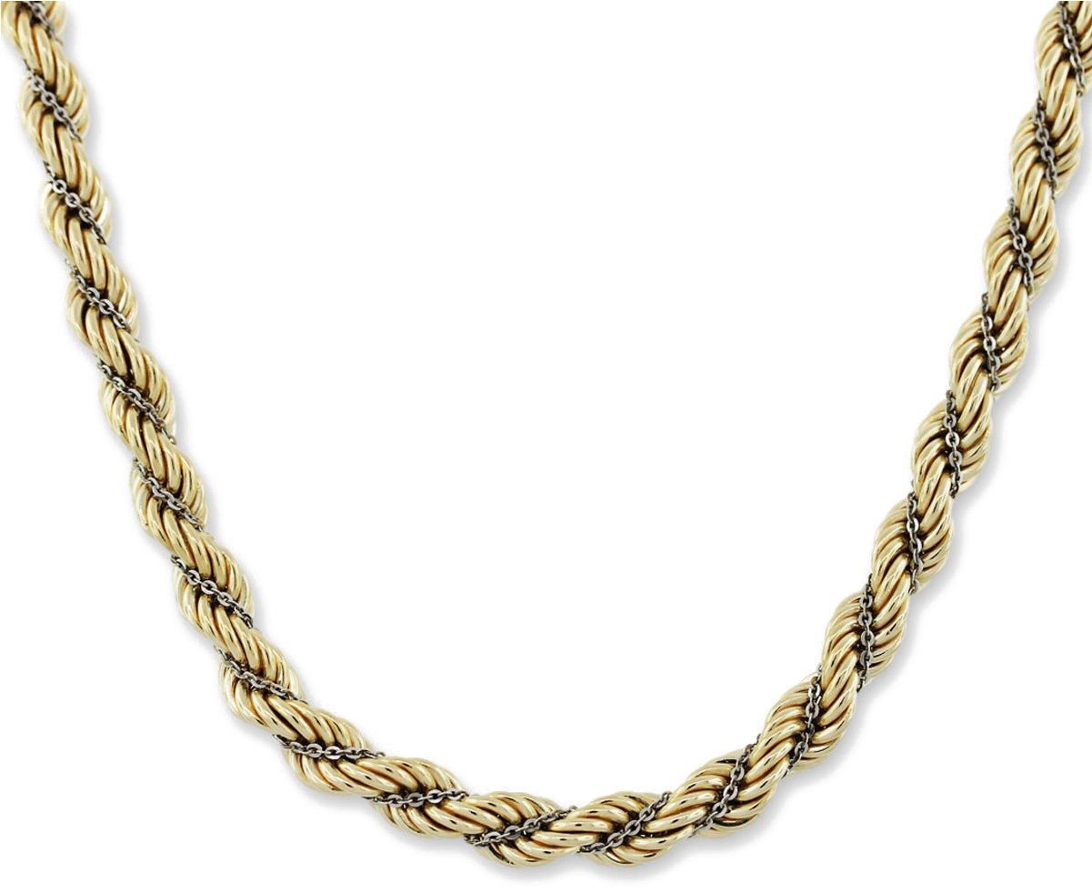 Gold Chain Transparent Images - 14k Yellow And White Gold Thick Rope Chain Necklace (1200x1200), Png Download