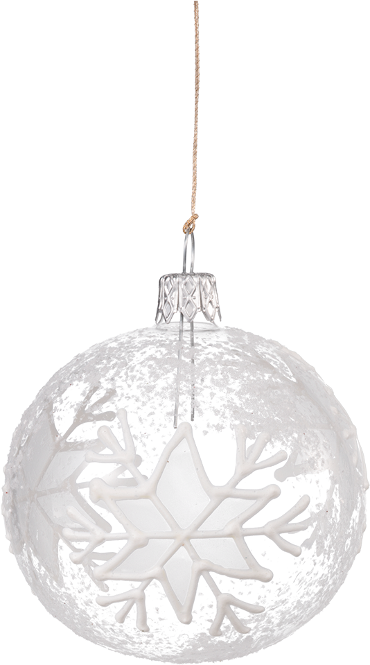 Glass Bauble With White Flakes, 7 Cm - Png White Christmas Baubles (1000x1000), Png Download