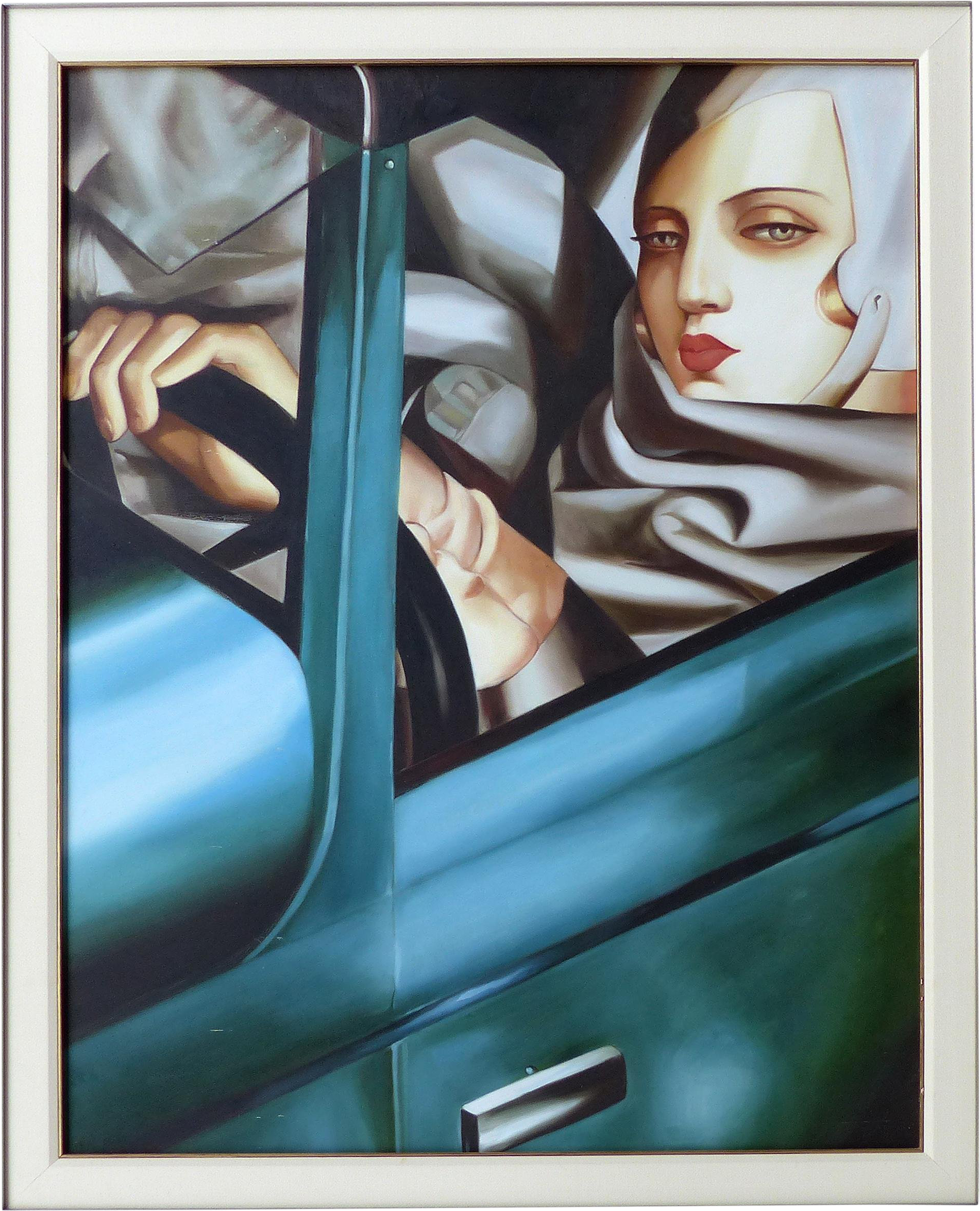 Giclee Self Portrait W/ Green Bugatti By Tamara De - Tamara De Lempicka (2112x2610), Png Download