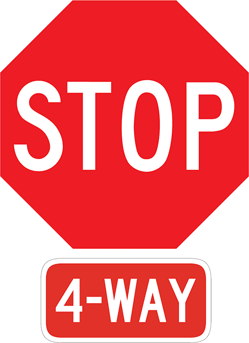 On One-way Streets And Roadways That You Are Not Allowed - Stop 4 Way All Way (500x689), Png Download