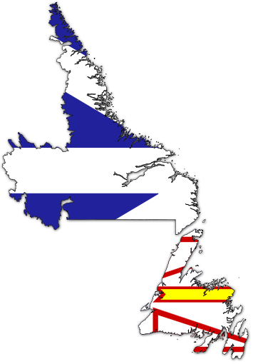 Flag-map Of Newfoundland And Labrador - Newfoundland Flag Map (355x510), Png Download