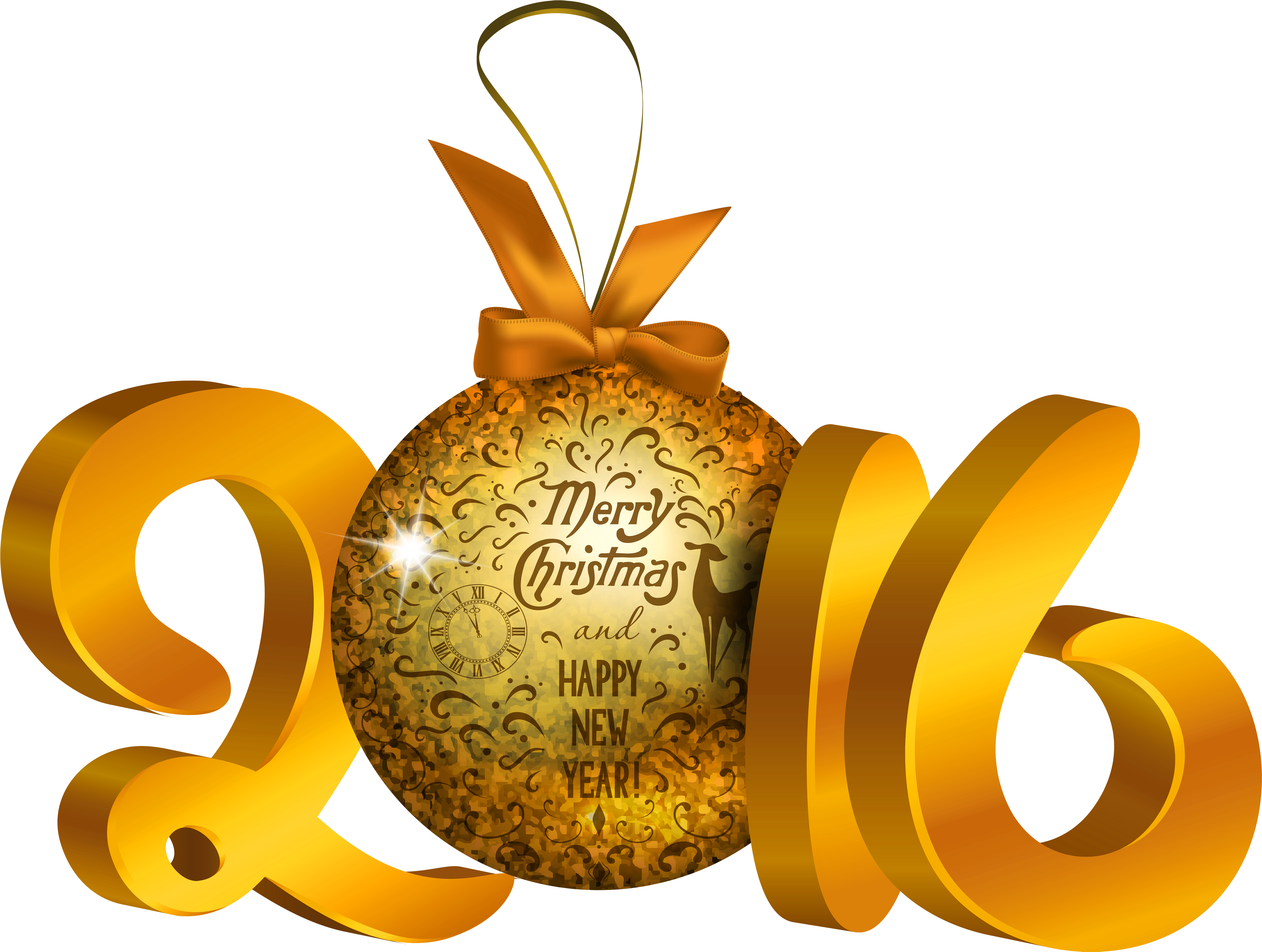 Yellow 2016 Decoration Png Clipart - 2016 Christmas Balls Png (5000x3772), Png Download