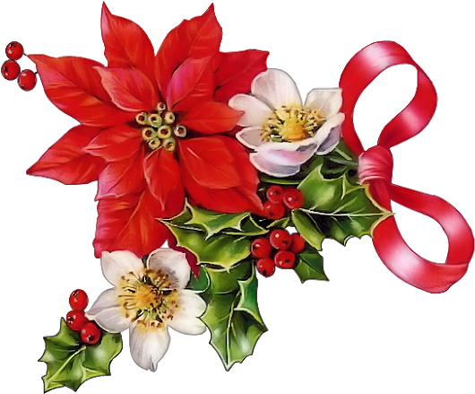 Victorian Die Cut - Clipart Christmas Poinsettia (640x500), Png Download